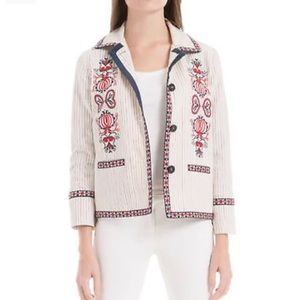 NWT NEW Max Studio London Cream Striped Blazer Size S